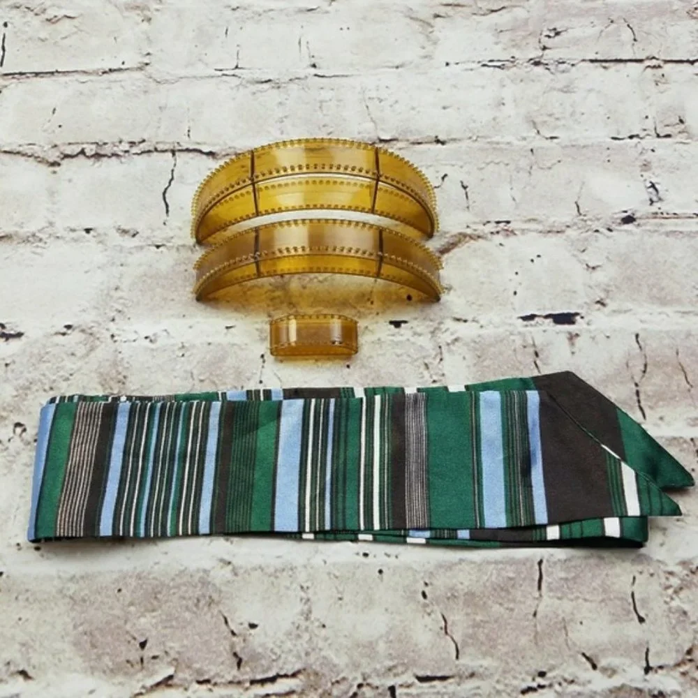 Bump It Hair Voluminous Headband Headscarf Cotton Striped Green Brown Blue White